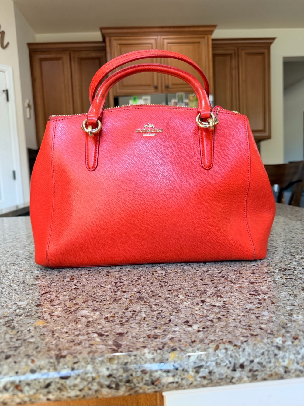 Coach Leather Satchel/Tote – Bright Coral/Red – Excellent Condition